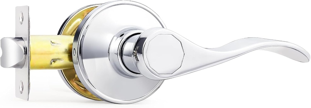 Probrico Interior Door Handle Passage Door Handle Lever Polished Chrome Door Lever for Hallway Closet Door Handles Interior Reversible, 1 Pack