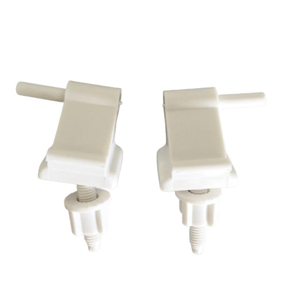 2 Pack Toilet Seat Hinges Replacement with Bolts Screw Nuts Bracket White Plastic Repair Kit Parts for Toilet seat Elongated with Same Hinges Cover Lid Bathroom WC Hardware NOT Universal