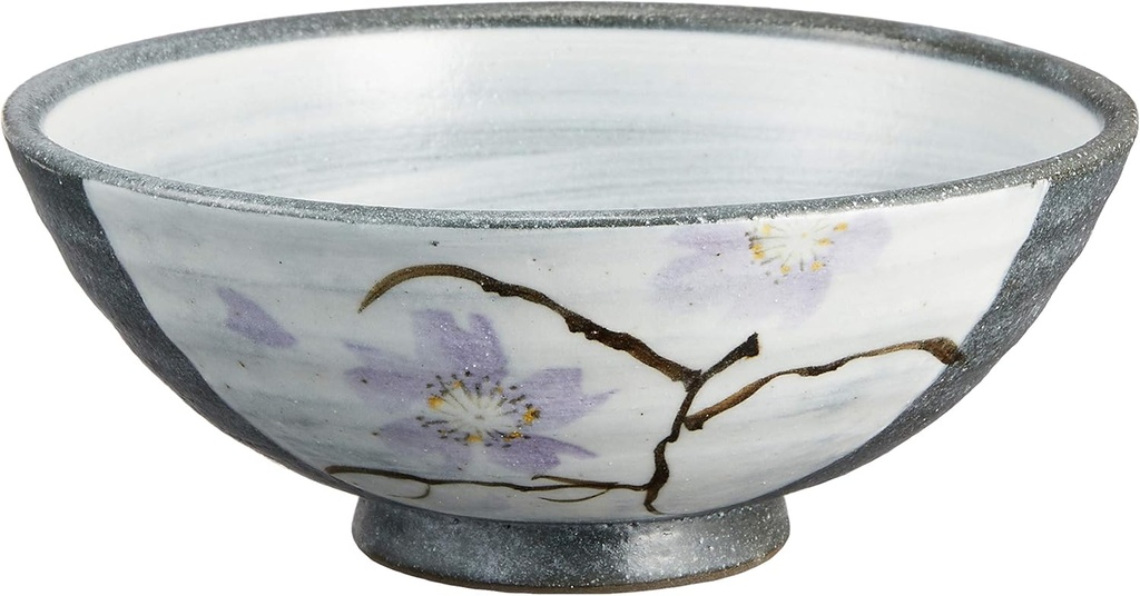 せともの本舗 Married Couple Bowl, Mai Flower Bowl, Purple, 5.0 x 1.9 inches (12.5 x 4.9 cm), Earth, Japanese Tableware, Sake Cup, Restaurant, Inn, Commercial Use