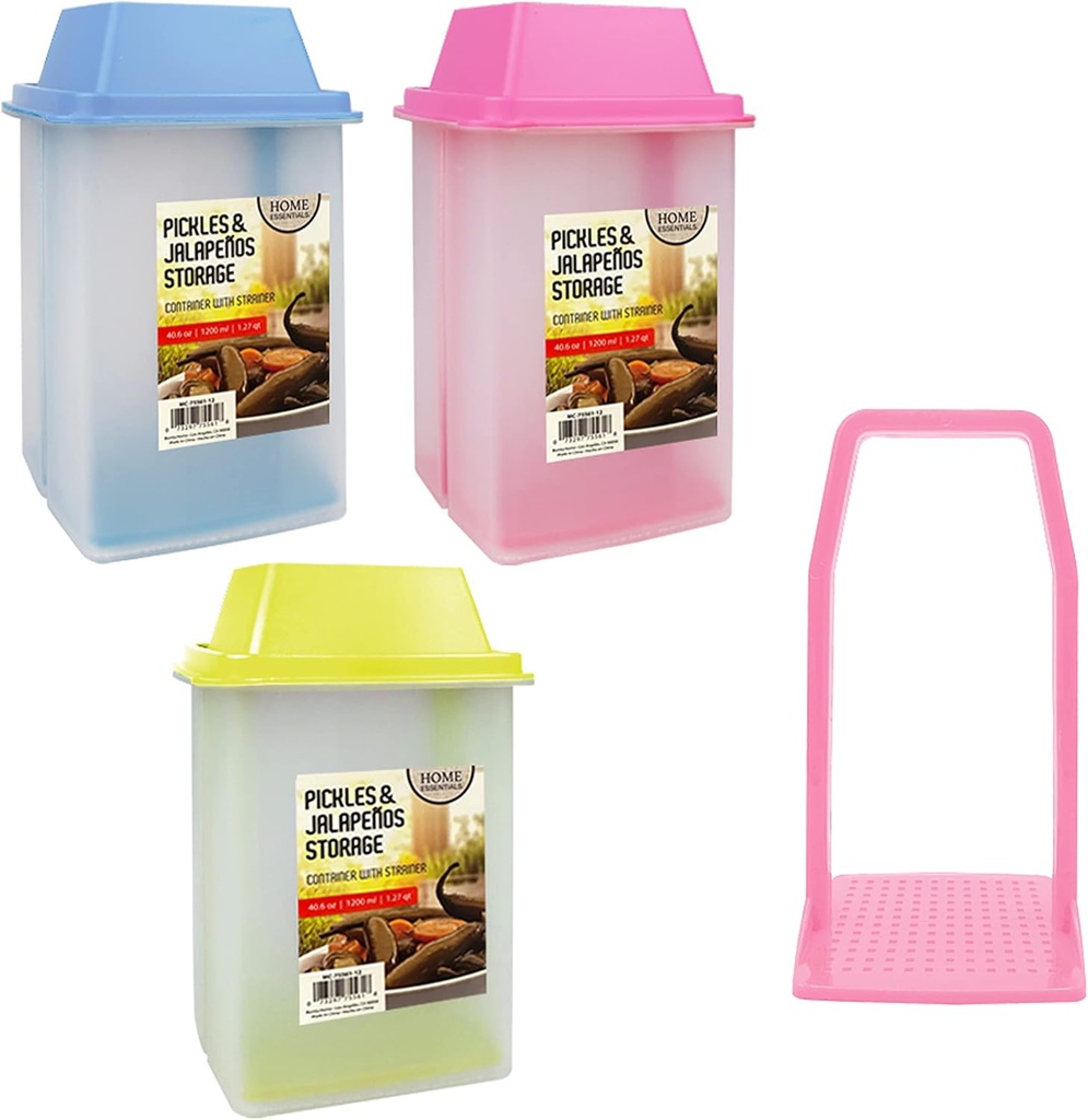 1 Large Pickle Jar Holder Olive Jalapeno Keeper Container Food Storage Strainer