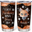 Hyturtle Personalized Fox Tumbler Foxs Jewelry Drawing Style Stainless Steel Insulated Tumblers Coffee Travel Mug Cup 20oz 30oz Stuff Birthday Christmas Fox Gifts For Women Animal Lover