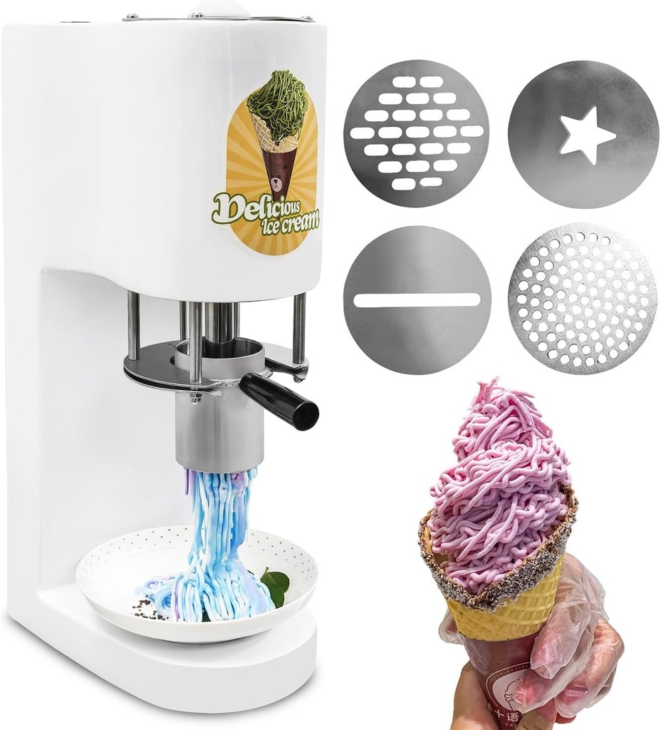Commercial Ice Cream Machine - Soft Serve Maker, 28-30 L/H Yield, 80W Power, 420ML Cylinder for Restaurant and Bars