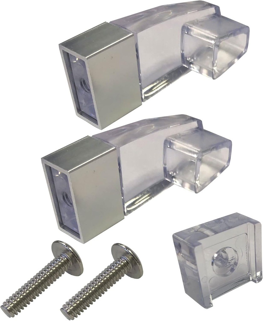 Clear Acrylic Towel Bar Brackets with Bright Chrome Sleeve and Clear Acrylic Finger Pull - Kit