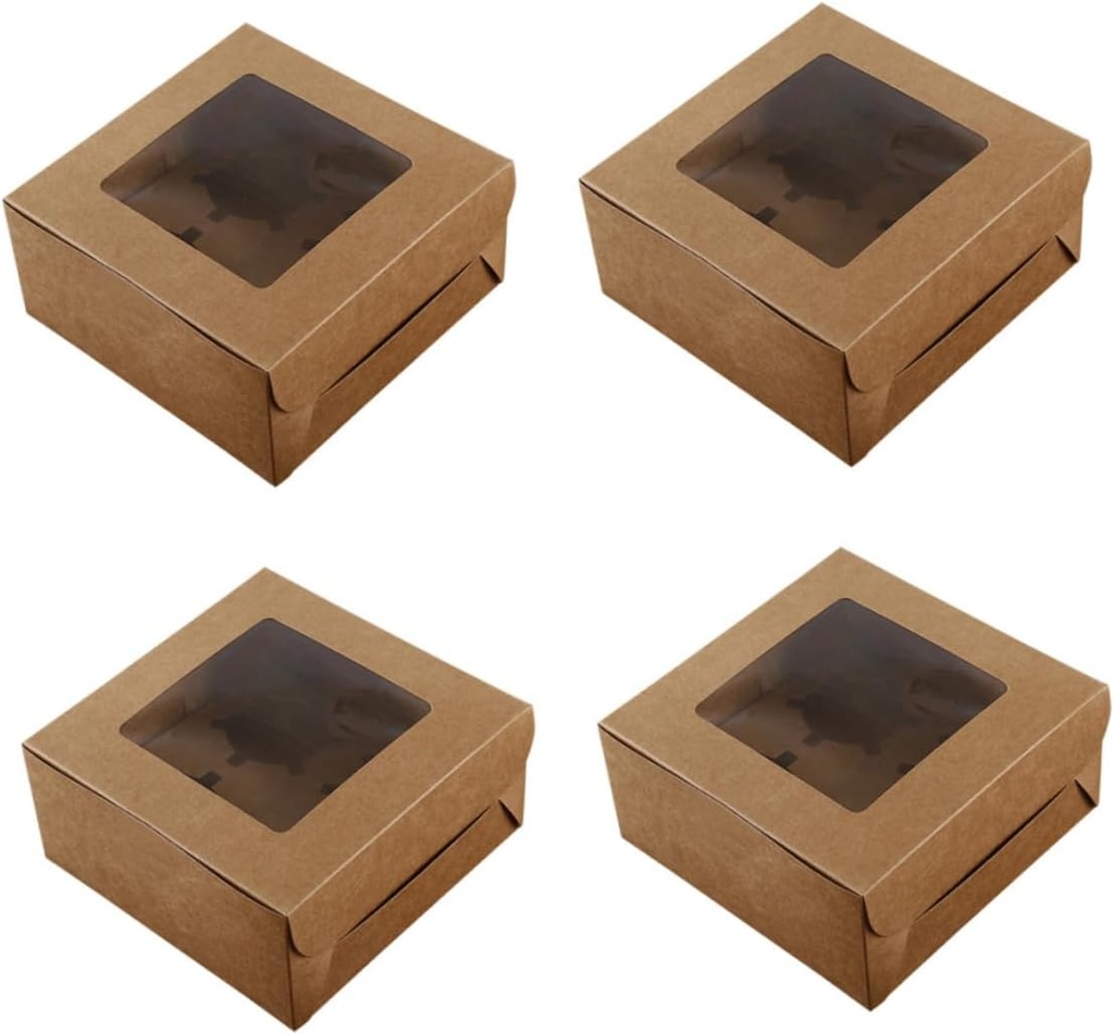 Cabilock Cupcake Boxes Festival 10pcs 4-cavity Windowed Paper Boxes Insert for Home Bakery