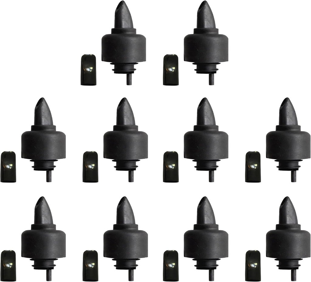 The Pure Pour Liquor Bottle Pourers - Leak-Proof Pour Spouts with Dust Caps – Fits Most Alcohol, Syrup, Olive Oil & Vinegar Bottles – Dishwasher Safe - 10 Pack