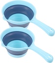Household Water Scoop Folding Bailer Kitchen Water Holder Long Handle Blue 2pcs Set
