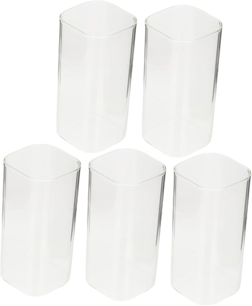 Garneck 5pcs Glass Set Reusable Cups for Cocktails Iced Coffee Milk Tea High Borosilicate Glass Beverage Glasses