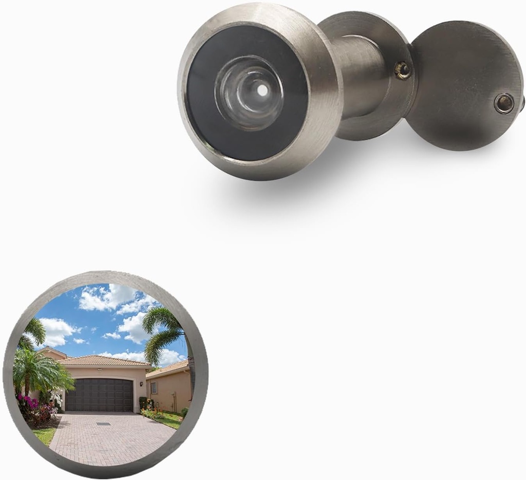 Door Viewer Peephole, Solid Door Peephole for Door Brass 220 Degree Door Viewer Peephole with Privacy Cover for 1-19/50''-2-9/25'' Doors, Front Door Viewer for Home Office Hotel (Silver)