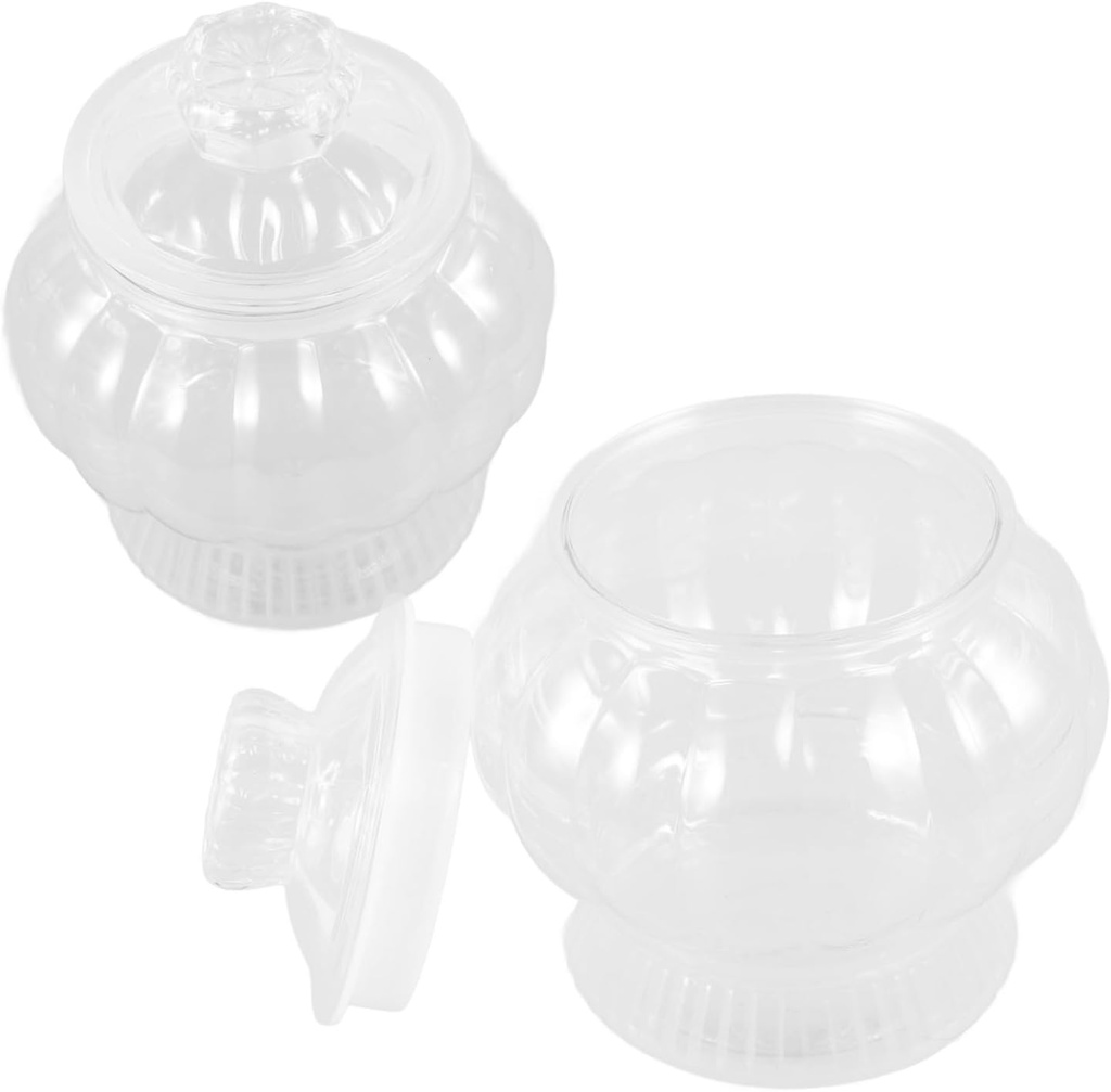 Cabilock 2pcs Plastic Candy Jars with Airtight Lids Cute Cookie Storage Containers for Snacks and Treats Decorative Kitchen Jars for Candy Table Organization