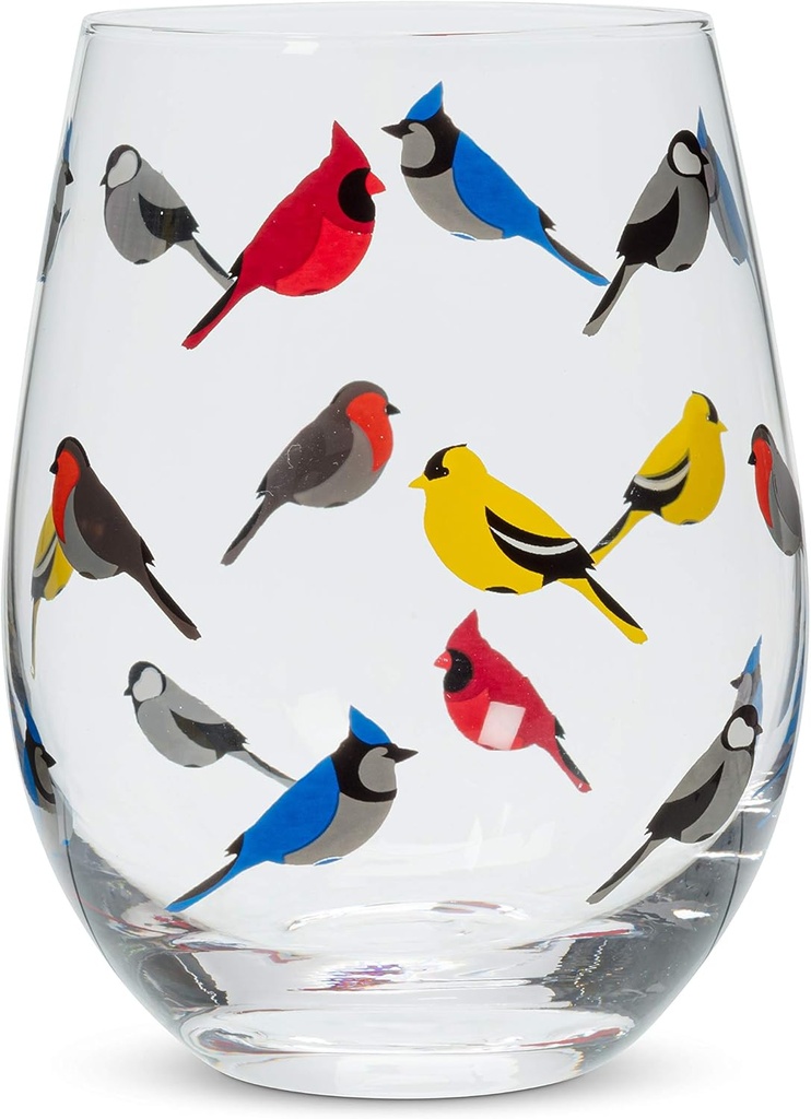 Abbott Collection Multi Bird Stemless Goblet-5" H