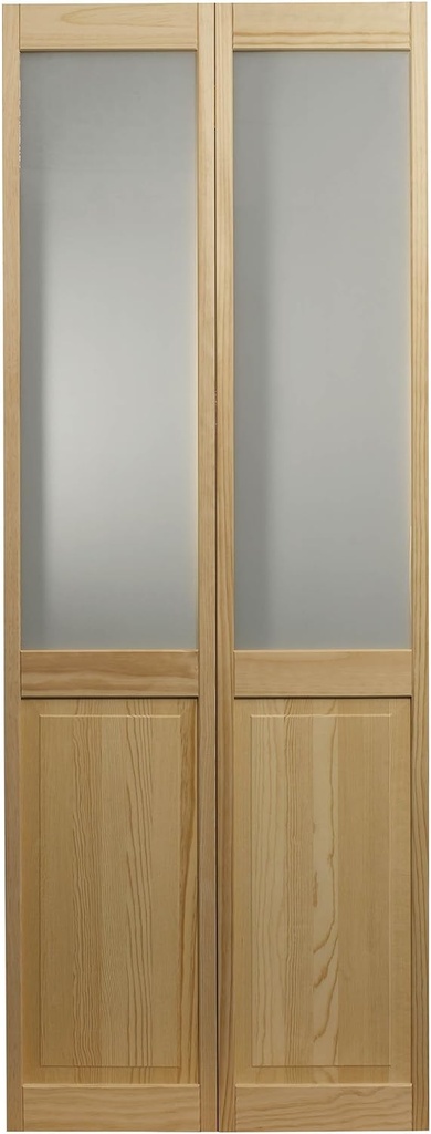 LTL Home Products 895720 Frosted Half Glass Bifold Interior Solid Wood Door, 24" x 80", Unfinished Pine