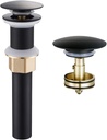 Wovier Oil Rubbed Bronze Bathroom Sink Drain Without Overflow,Vessel Sink Lavatory Vanity Pop Up Drain Stopper,All Metal Rustproof Brass and 304 Stainless Steel,Black