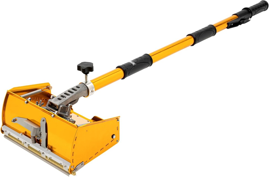 Aluminum Drywall Flat Finishing Box with Extension Handle 90-150cm, Drywall Finishing Tools with Roller, Leak-Proof Plate for Wall Ceiling Scraping Putty