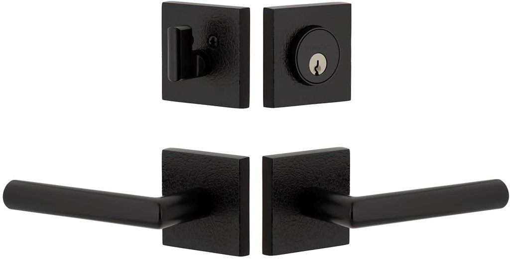 Viaggio QADMLTMOD_Combo_234_RH Motivo Right Handed Solid Brass Single Cylinder Keyed Entry Door Lever Set and Deadbolt Combo Pack - 2-3/4" Backset - Satin Black