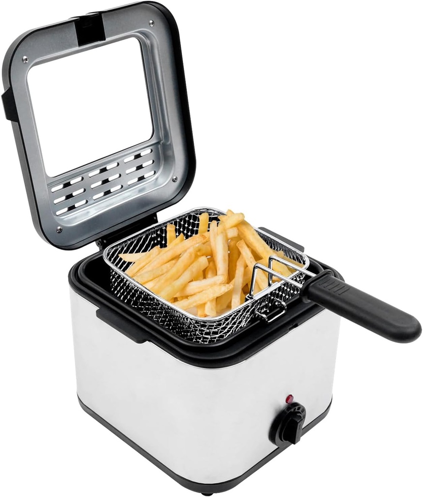 Deep Fryer with Frying Baskets Professional Style 2.5L Electric Deep Fryer 110V 1000W Stainless Steel Chicken Electric Deeps Fryers for Fried Chicken, Shrimp, French Fries, Chips (Silver)
