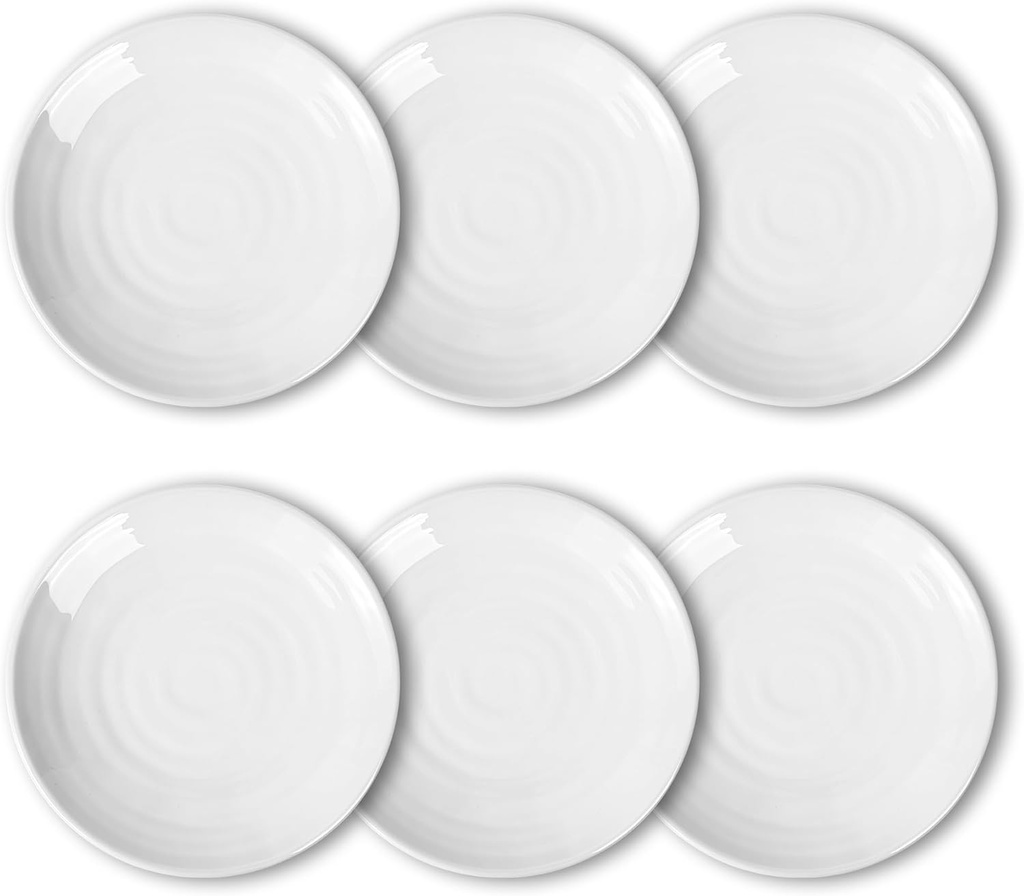Melamine Dinner Plates, Round Plates,Shatter Resistant, 11 inch, set of 6 White