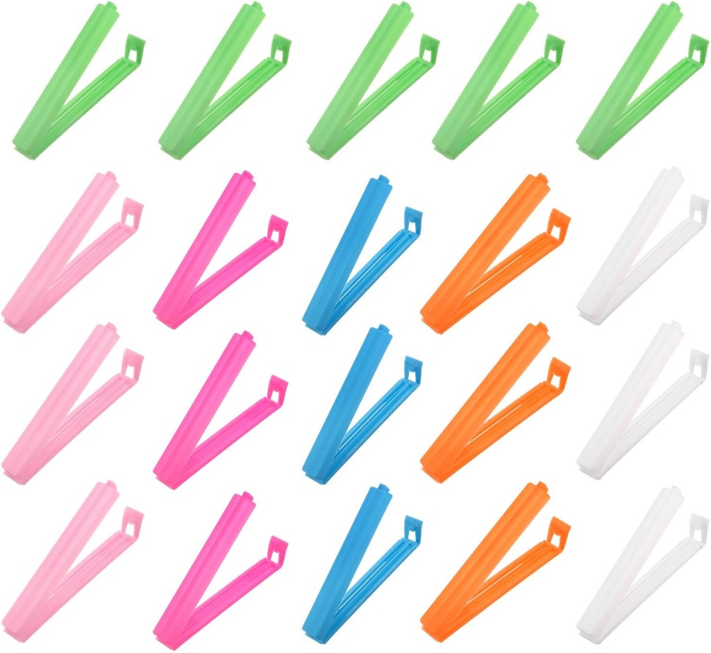 PATIKIL Sealing Clips 4.3 Inch, 20 Pack Reusable Plastic Bag Clamp Sealer for Home Kitchen Food Storage, 6 Colors