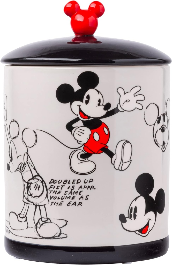 Silver Buffalo Disney Vintage Mickey Mouse Sketches Ceramic Cookie Snack Jar (Large)