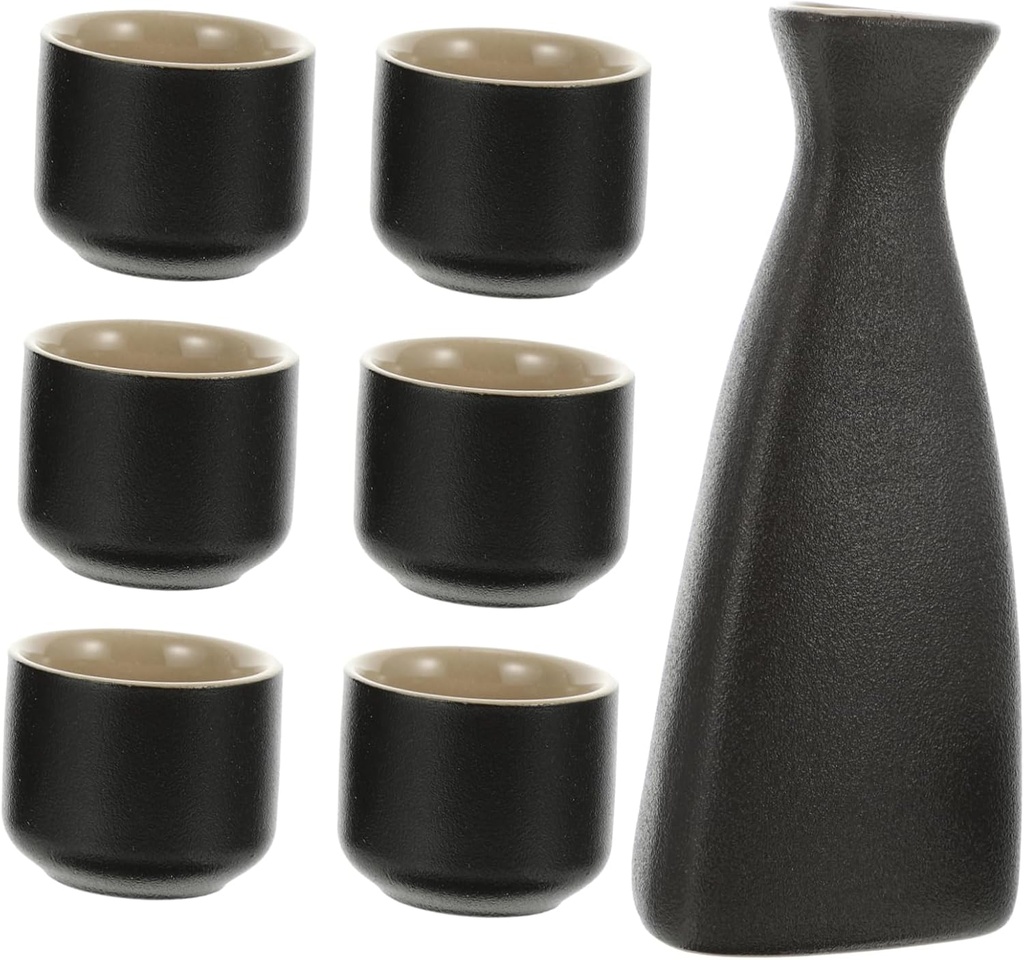 1 Set Ceramic Wine Glass Set Tea Cups Sake Pottery Cups Keep Modern Porcelain Party Traditional Sake With Infuser Fancy Aesthetic Warm Style and Black Ceramics
