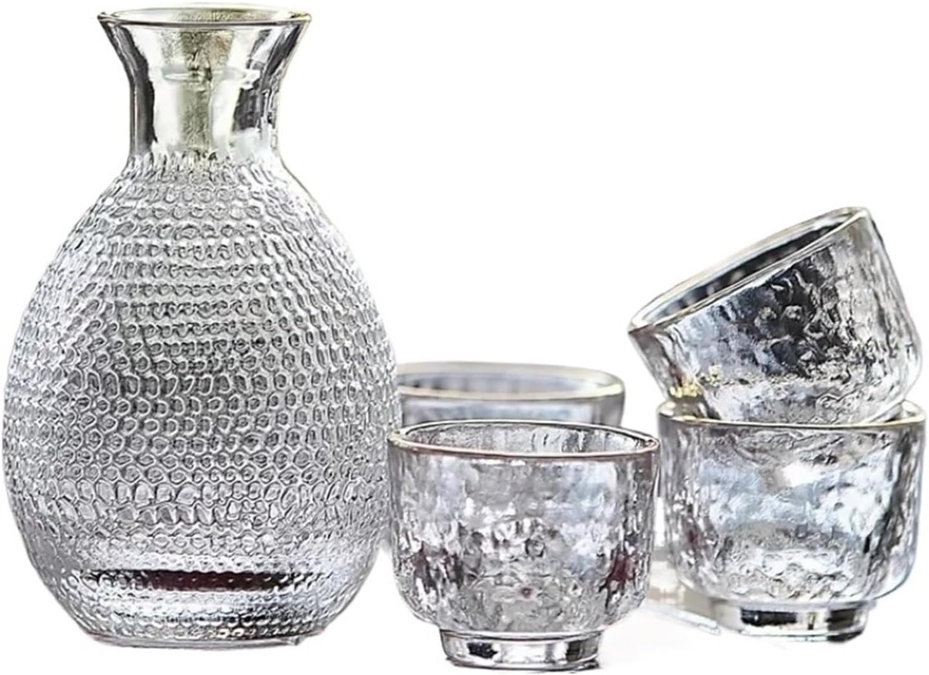 300ml Pot 60ml 4 Glasses Cup Sake Bar Set Heat-Resistant Hammer Vodka Spirits Wine Set Sake Bottle Shochu