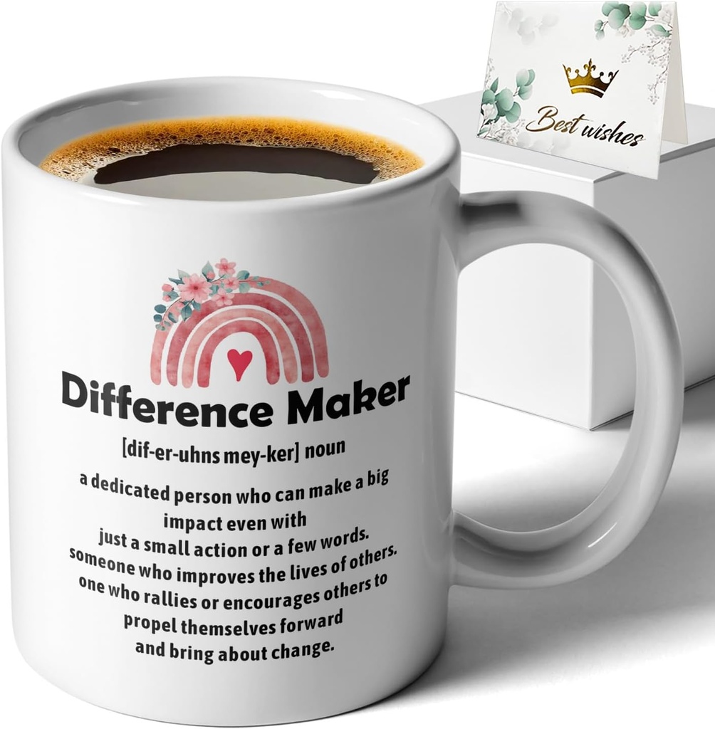 Difference Maker Definition, Funny Double Sided Print Office Home Ceramic Coffee Mug, Gifts for Friend Sister Teacher Mentor Doctor Leader Colleague Boss Manger, Office Thank You Gifts