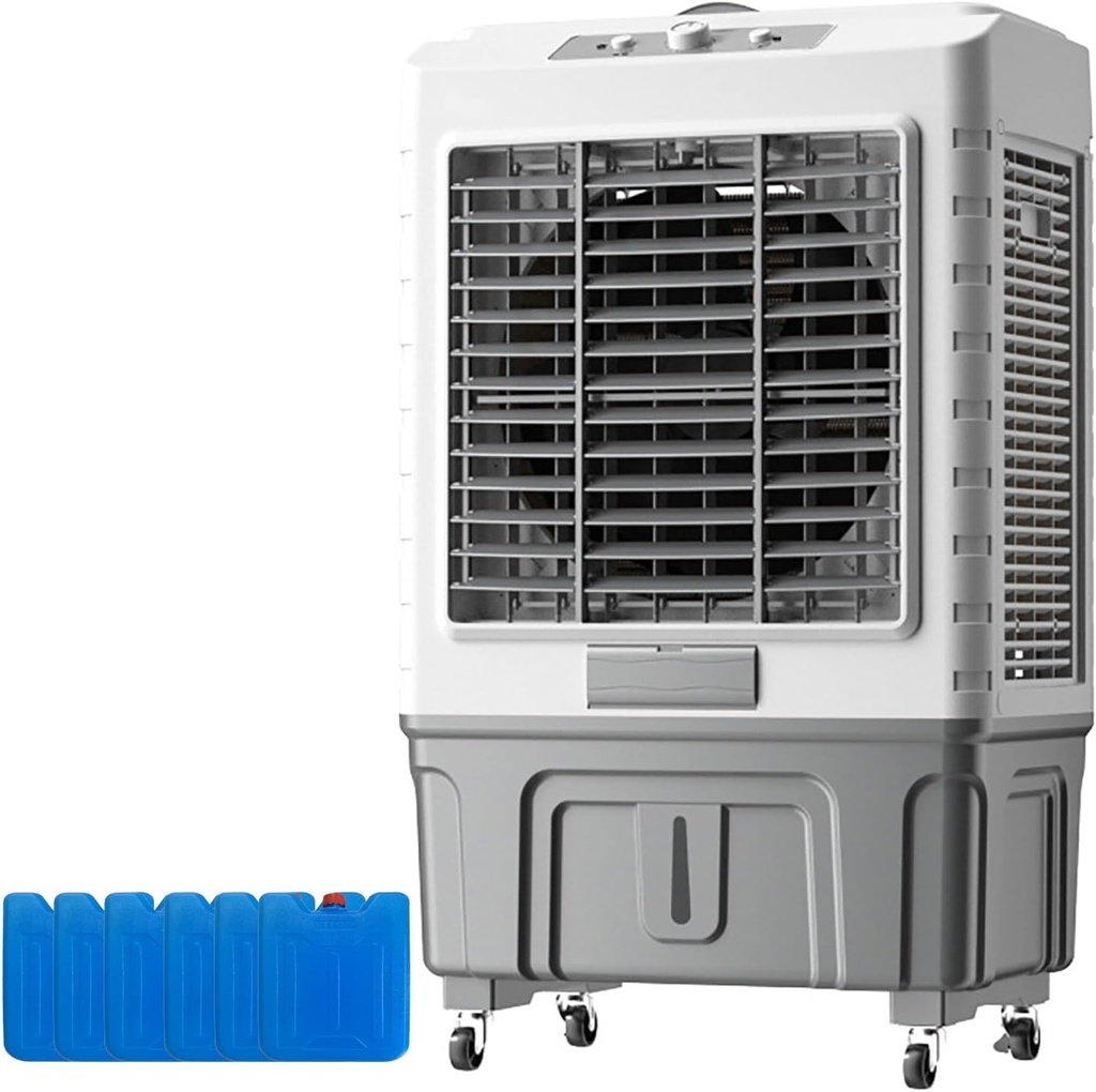 Industrial Strength Fan Cooler for Commercial, Office, Home - Portable Evaporative Air Cooler, Large Air Volume Industrial Air Conditioning Fan with Caster Wheels and Brakes