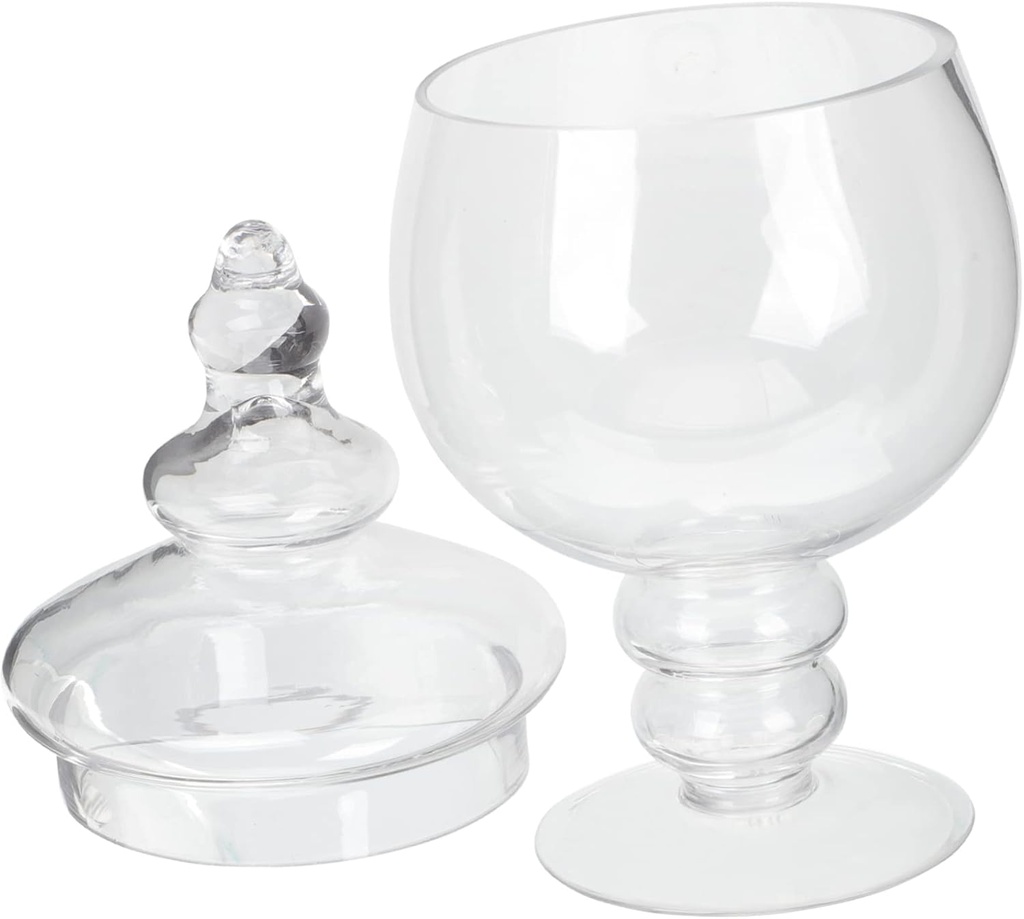 ERINGOGO Clear Glass Candy Jar with Lid Elegant Storage Container for Sweets Cookies Spices More for Kitchen Pantry Parties Stylish Apothecary Design