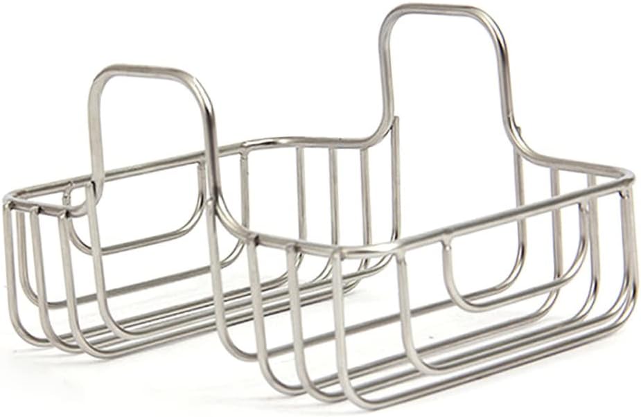 Stainless Steel Sink Drying Rack Kitchen Scrubber Holder over Faucet Sponge Organizer Dish Drainer Hanging Storage Basket