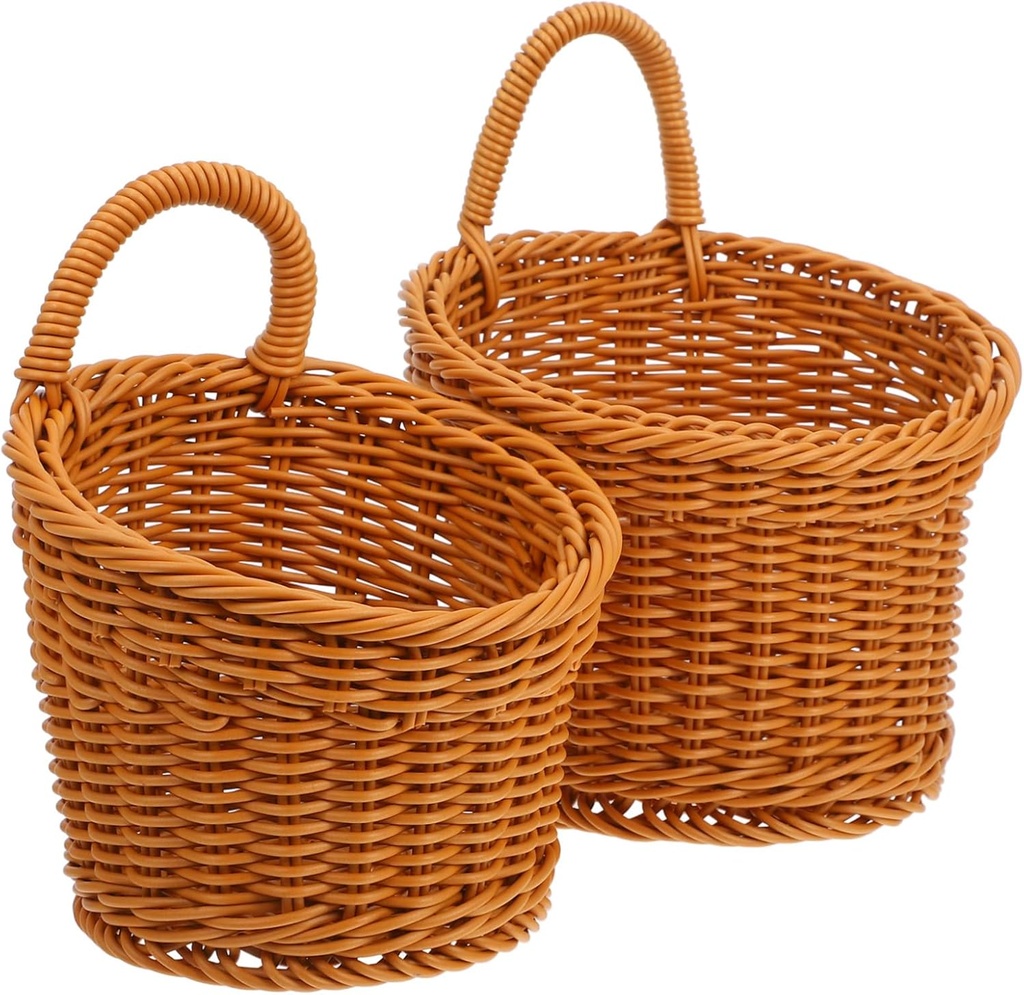 Garneck Hanging Woven Storage Basket Set Onion Ginger Garlic Storage Wall Baskets for Decorative Flower Kitchen