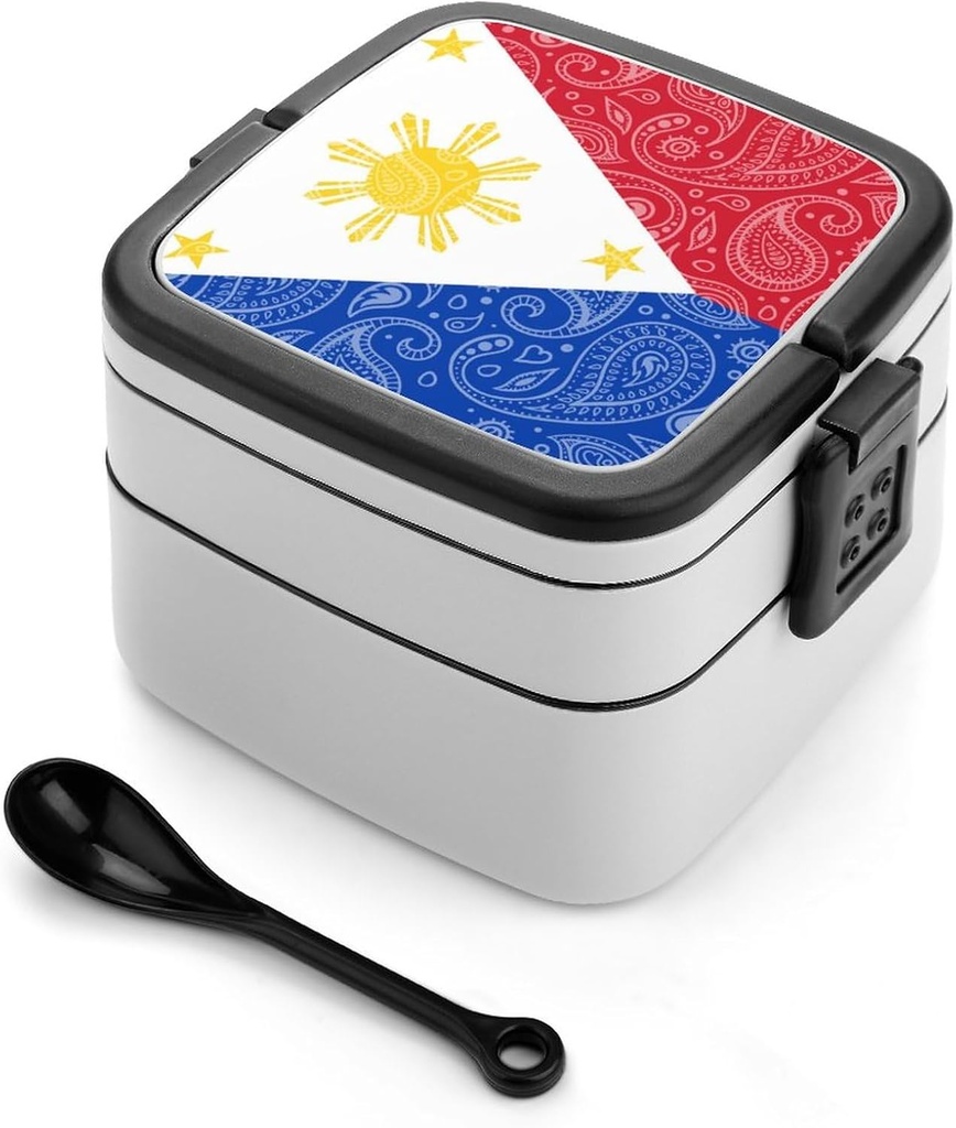 Paisley Philippines Flag Adult Bento Box Double Layer Lunch Box Lunch Container for Work Camping