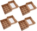 4pcs Cupcake Boxes Inserts Portable Bakery Carrier for Cakes Food-grade Kraft Holders for Events and Daily Use Design for Easy Storage