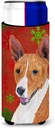 Basenji Red and Green Snowflakes Holiday Christmas Ultra Beverage Insulators for slim cans