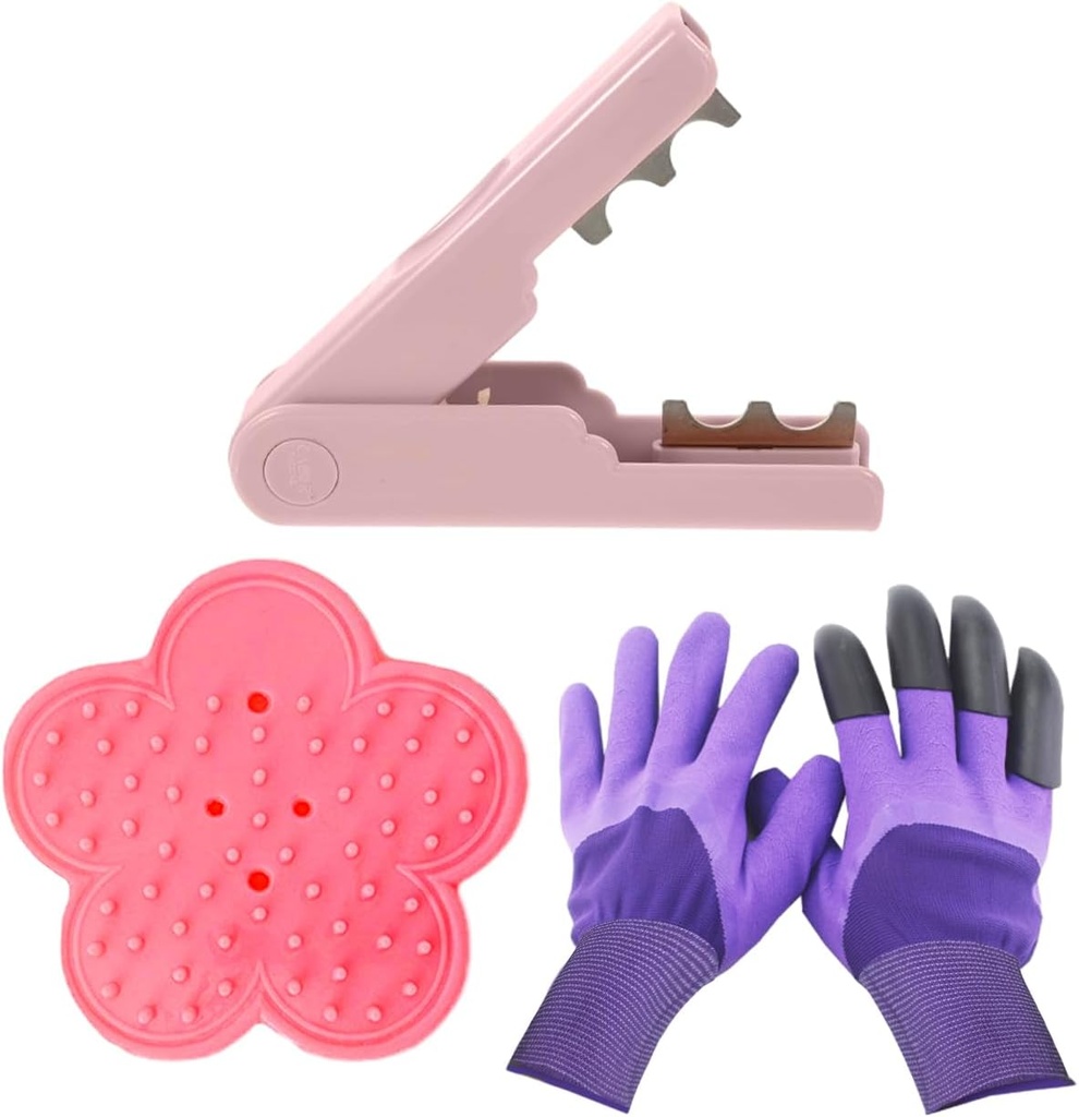 Rose Thorn Stripper Tool, 1 Set Thorn Remover for Roses Quick Flower Stem Leaf Cutter (3 Pcs Rose Pink)