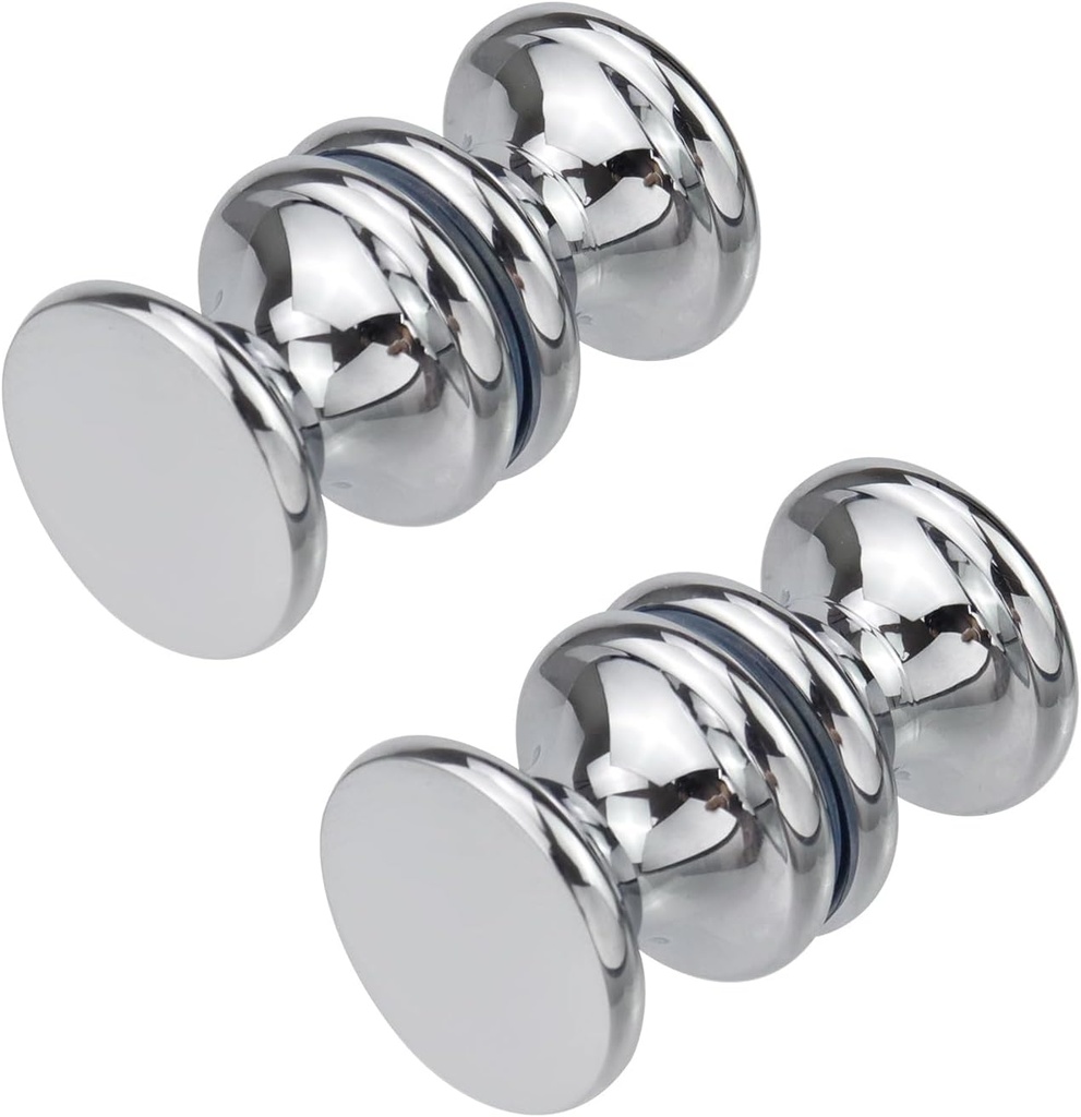 Antrader Shower Glass Door Solid Handles Double-Sided Bathroom Pull Knobs Back-to-Back Chrome Plated Handle, Pack of 2