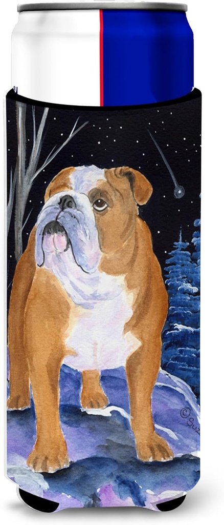Starry Night English Bulldog Ultra Beverage Insulators for slim cans