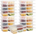 Snack Containers - Double Compartment Condiment Containers with Lids, Reusable Portion Control Containers for Takeout, Refrigeration, Sauces, Dips, and Outdoor Travel (20)