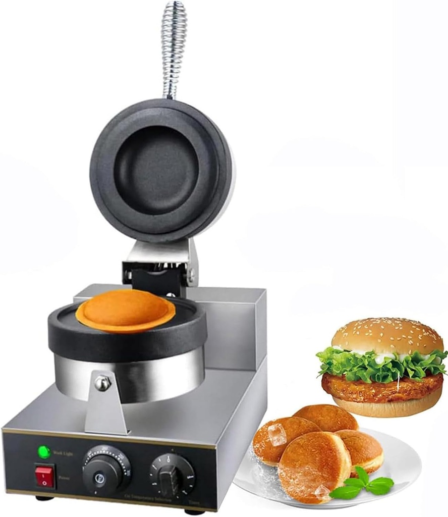 Commercial Burger Waffle Maker, 1300w Stainless Steel Electric Waffle Maker, 50-300℃ Temperature Control, 180° Rotatable, for Home Kitchen, Breakfast, Snack,A