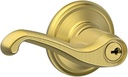 SCHLAGE F51A FLA 608 Flair Lever Keyed Entry Lock, Satin Brass