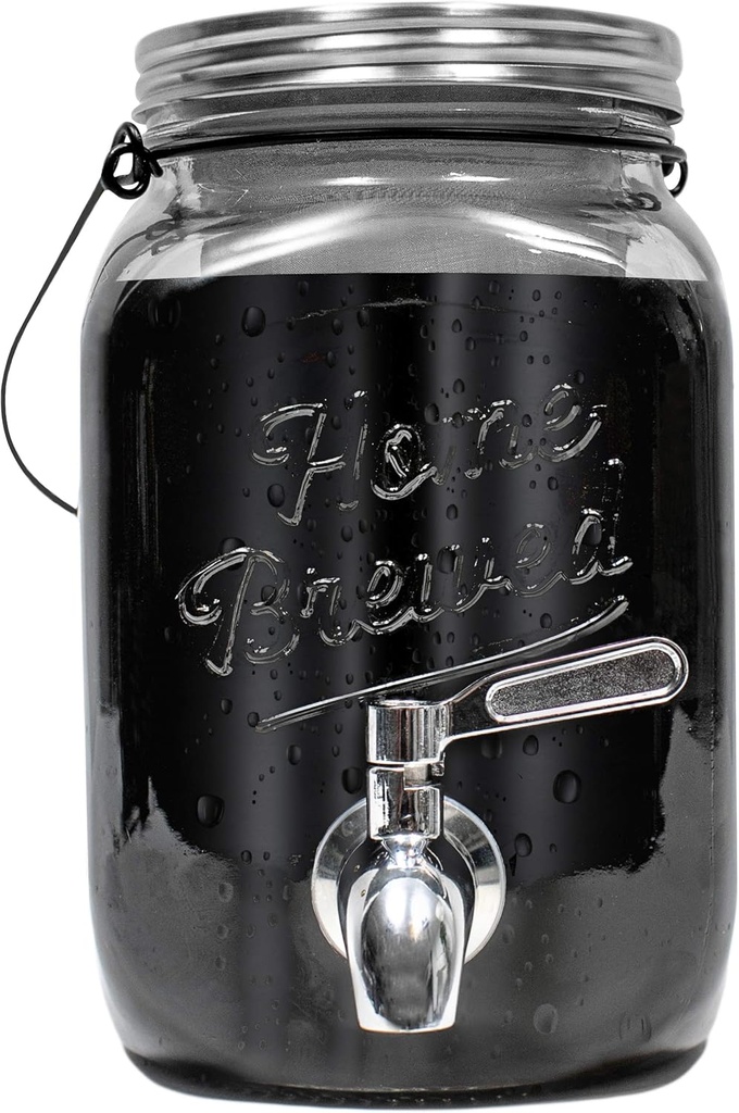 Willow & Everett Cold Brew Coffee & Iced-Tea Maker Pitcher, 2 L Glass Dispenser w/Metal Spigot & Mesh Filter Iced Coffee & Sun Tea Brewing System