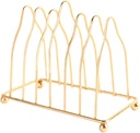 VOSAREA Gold Plate Organizer - Elegant Metal Dish Rack with Drainboard & Pot Lid Holder - Stylish Kitchen Cabinet Organizer for Cutting Boards & Plates Gold Kitchen Accessories