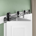 SMARTSTANDARD 68" Bifold Sliding Barn Door Hardware Kit, 5.7ft Top Mount Bi-Folding Track Kit for Four 16" Closet Pantry Laundry Doors-Smoothly and Quietly, Black [No Door]