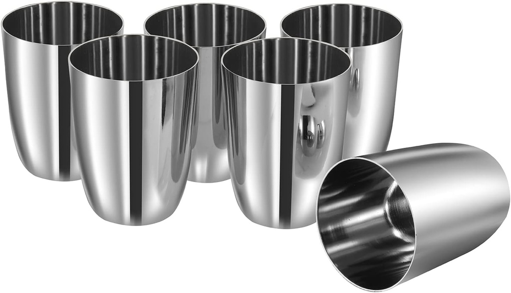 Vinod Stainless Steel Glass Set of 6 - Premium Metal Cups | Beer Glasses | Juice Glass