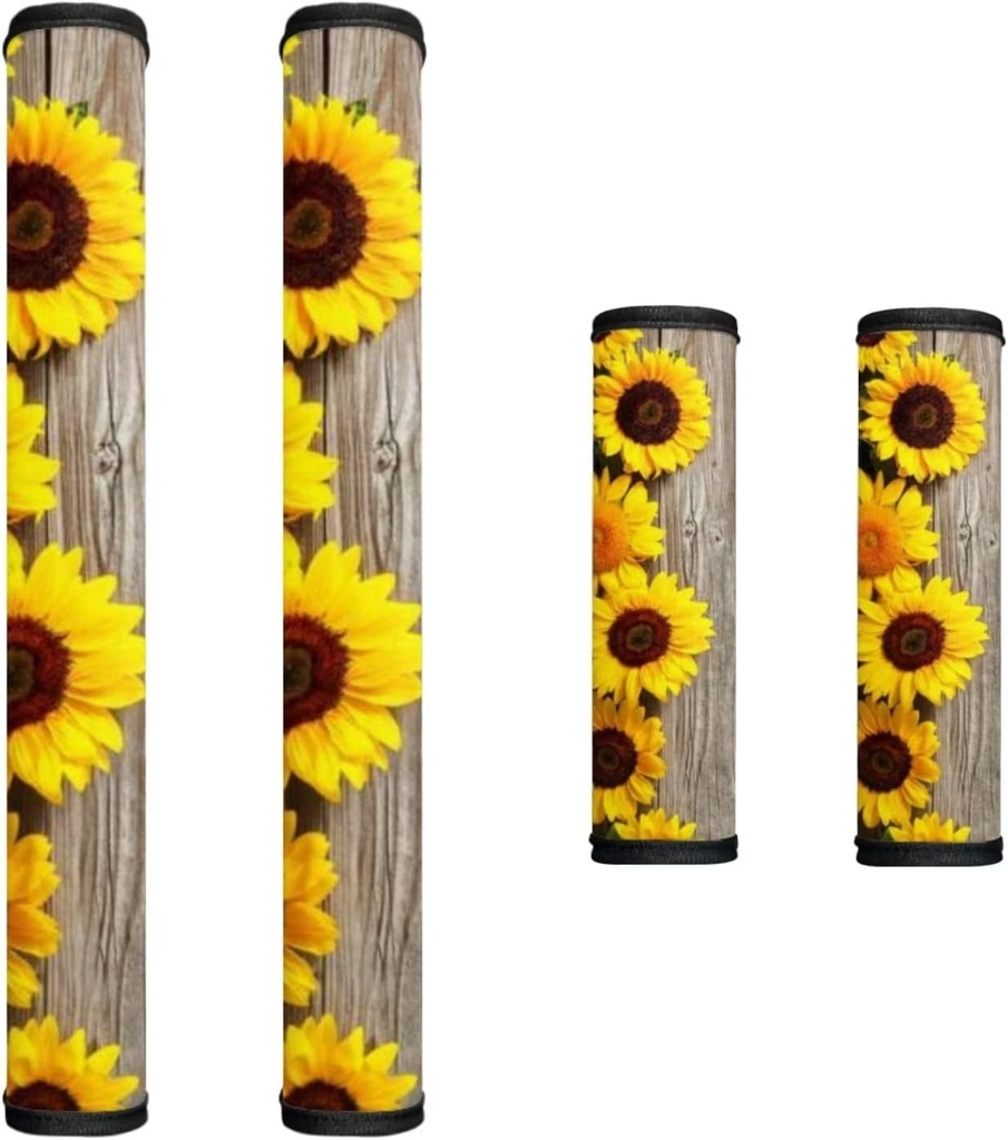 Refrigerator Microwave Handle Covers Set of 4, Cute Sunflower Design Indoor Kitchen Decorations Anti-Skid Scratchproof Protective Covers for Fridge Oven Dishwasher Door Handles