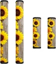 Refrigerator Microwave Handle Covers Set of 4, Cute Sunflower Design Indoor Kitchen Decorations Anti-Skid Scratchproof Protective Covers for Fridge Oven Dishwasher Door Handles