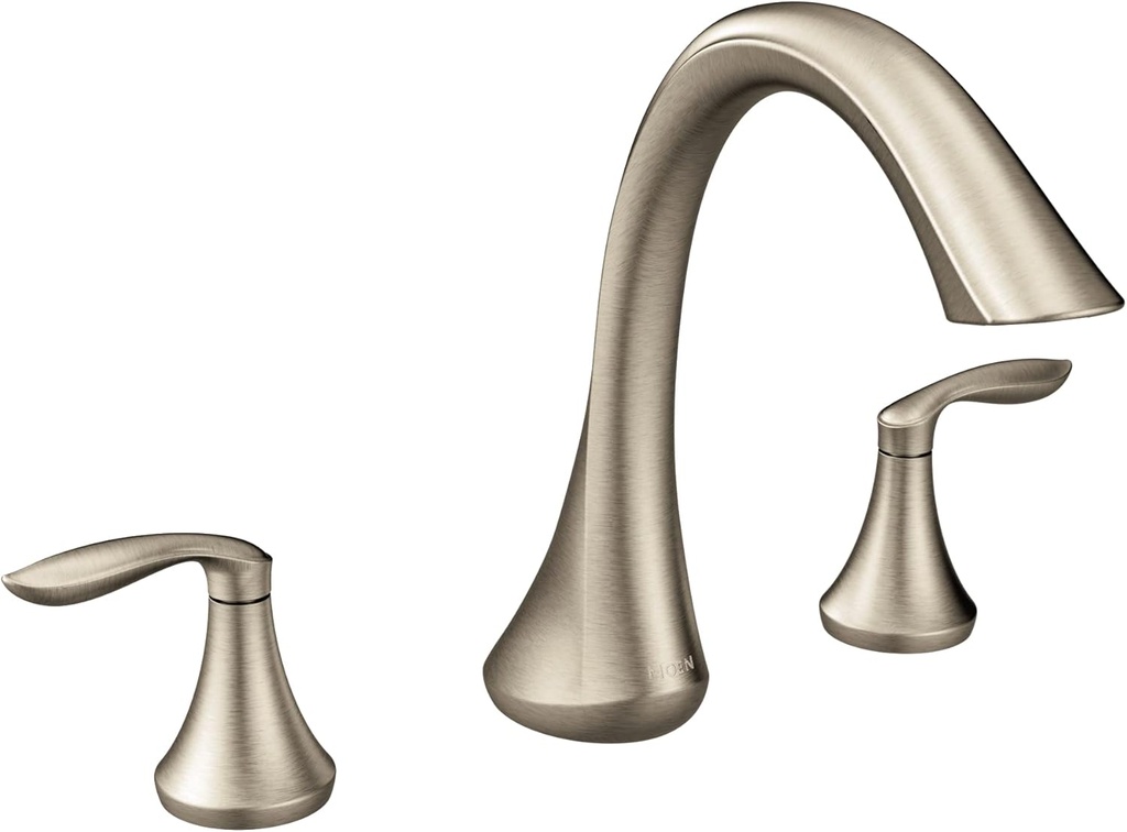 Moen Eva Brushed Nickel Transitional Two-Handle Deck Mount Roman Tub Faucet Trim Kit, Valve Required, T943BN
