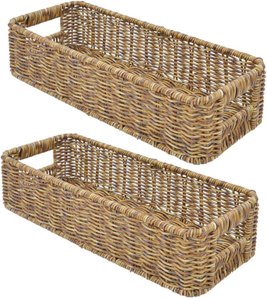 2pcs Handwoven Rattan Storage Baskets Set for Organizing Bedroom Kitchen and Bathroom Essentials Lightweight Versatile Baskets for Snacks and More