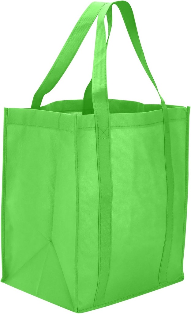 Reusable Reinforced Handle Grocery Tote Bag Large (10 Pack) Kelly green