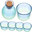 Gatuida Japanese Sake Set Traditional Sake Bottle with Elegant Glass Cups Unique Ribbed Design for Home Use Tea Parties and Gifting