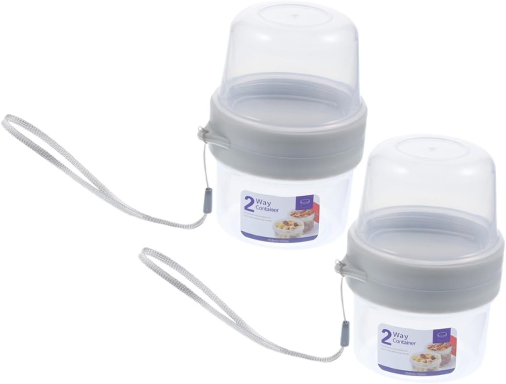 Double-Layer Food Storage Container Set 2-Pack Portable Sealing Crisper Cups for Yogurt Oatmeal Fruit Snacks and Meal Prep Clear Kitchen Storage for Healthy Lifestyle