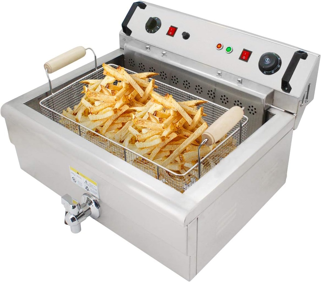 ALDKitchen Commercial Deep Fryer | Electric Oil Fryer | Snack Machine with Removable Basket | Stainless Steel | 110V (30 L)